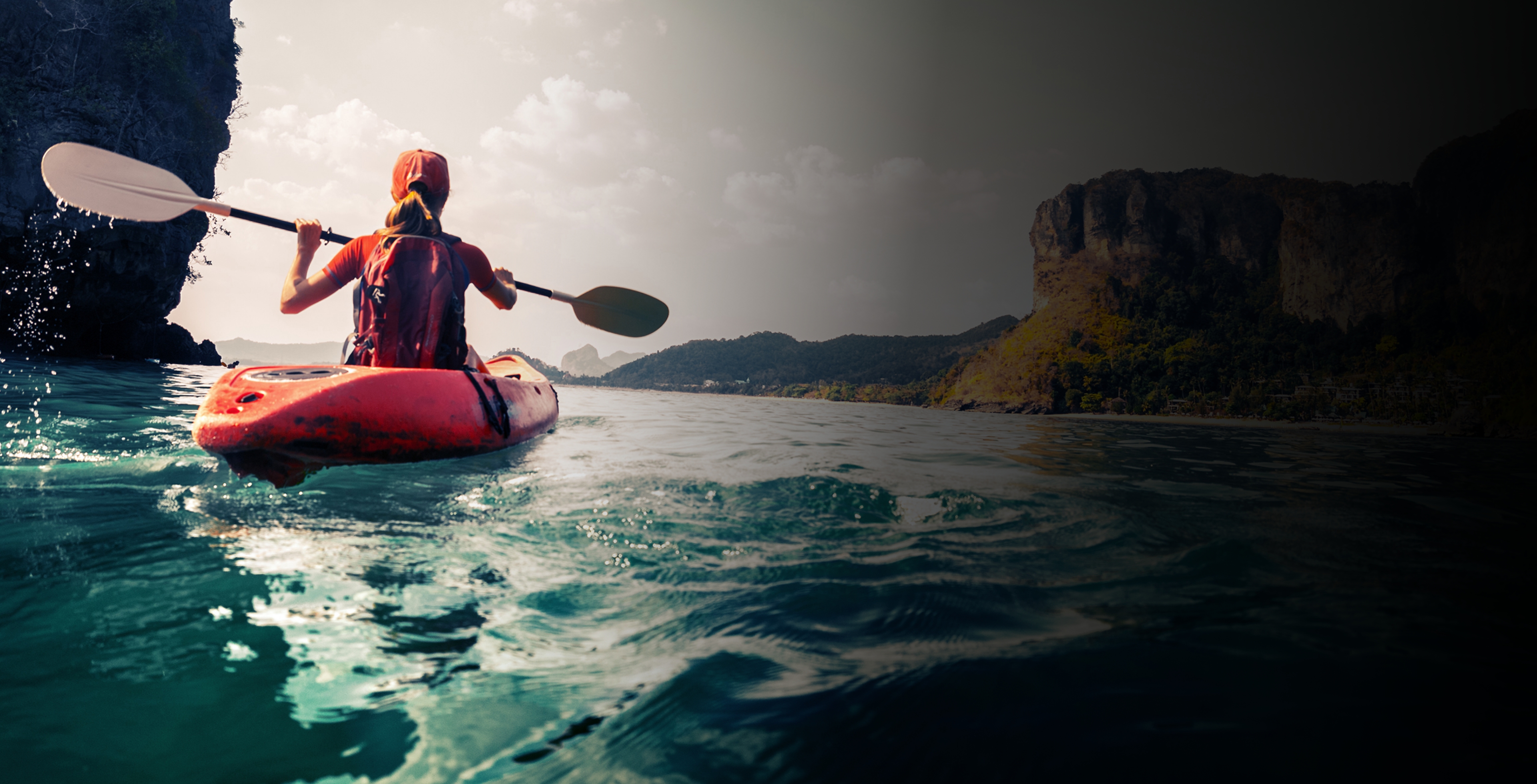 person kayaking with gear made from CORDURA® products